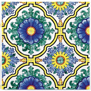 Color multicolor, Style handmade, Background tile, Majolica, 20x20 cm, Finish semi-gloss